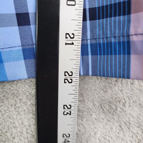 Mens PGA Tour Flat Front Golf Chino Shorts Blue Pink Plaid 100% Polyester 40 - Picture 11 of 12